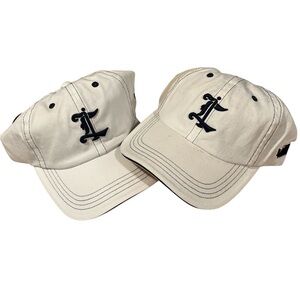 💚#2582 NWT Bundle of 2 Imperial White Hats with Black Stripes